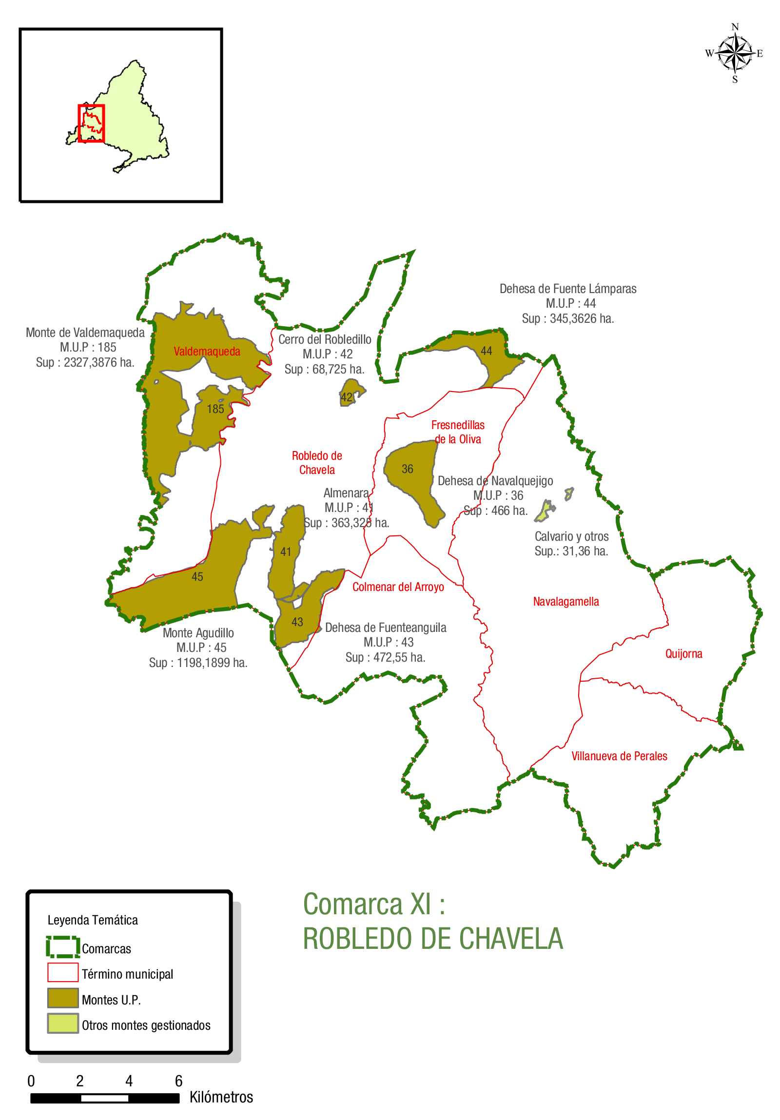 Comarca forestal 11 de la Comunidad de Madrid (2007) Robledo de Chavela, mapa