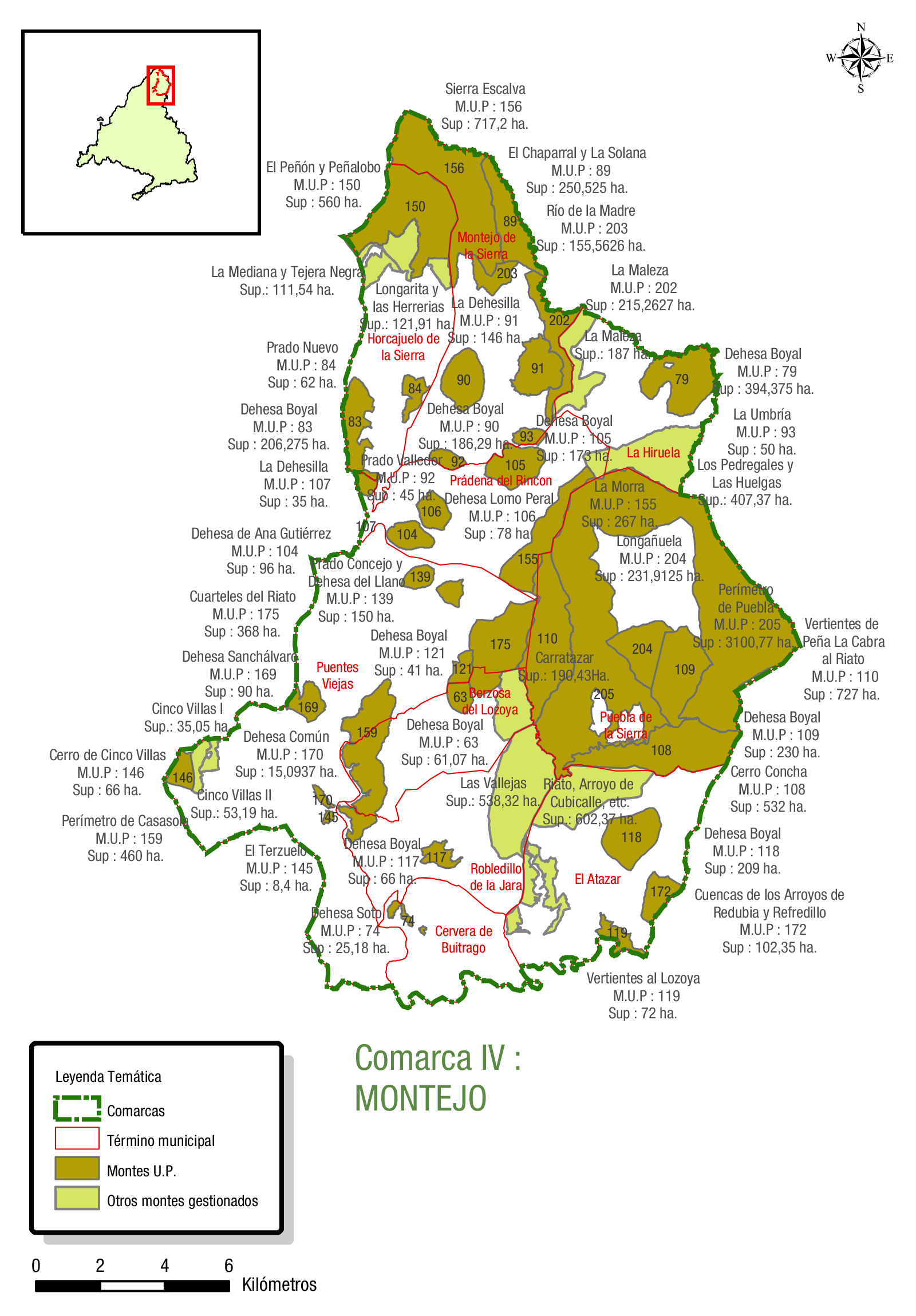 Comarca forestal 4 de la Comunidad de Madrid (2007) Montejo, mapa
