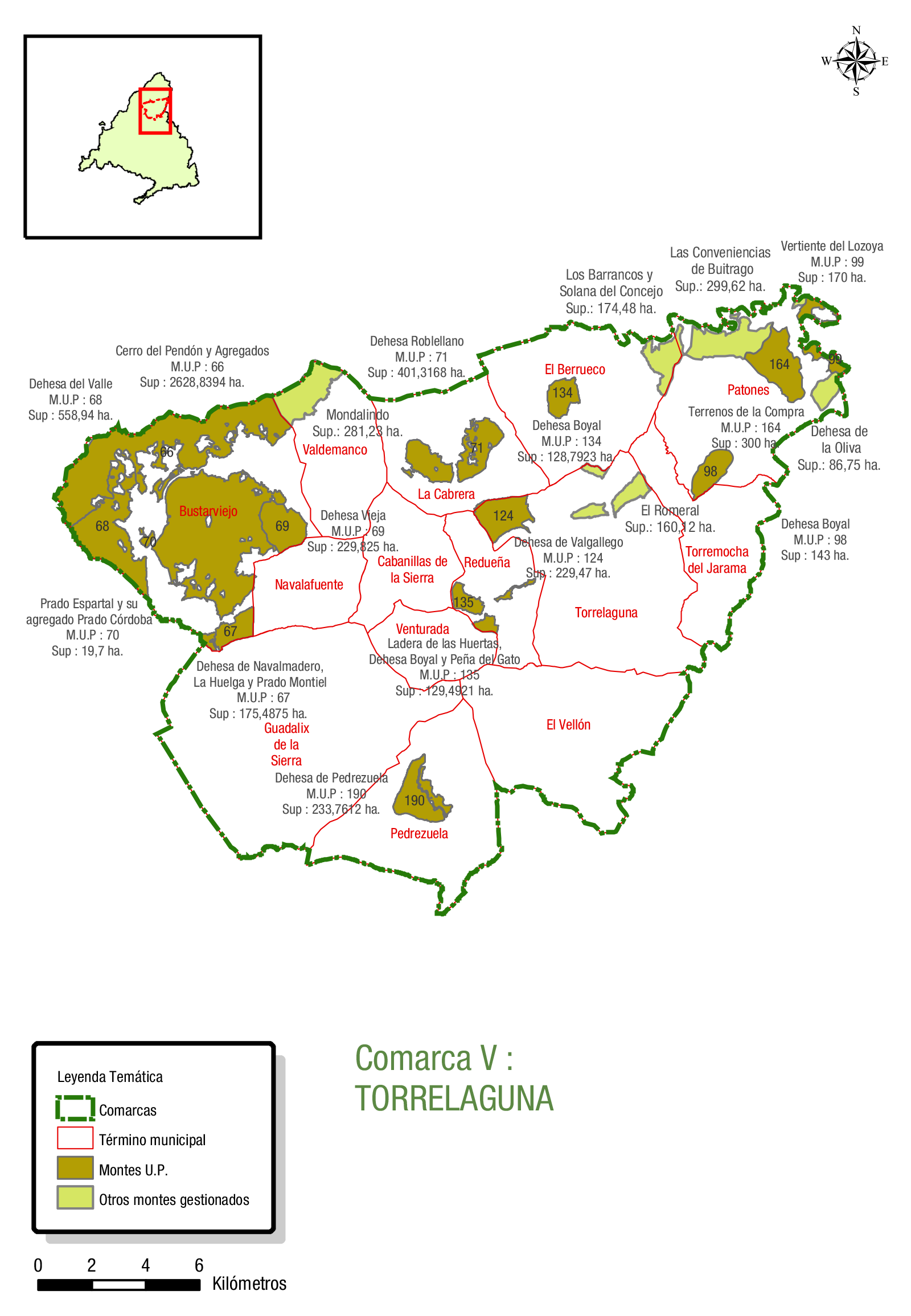 Comarca forestal 5 de la Comunidad de Madrid (2007) Torrelaguna, mapa